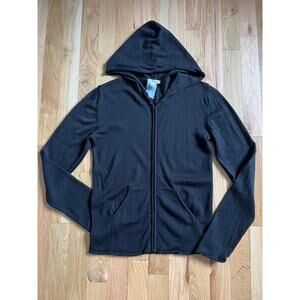 Bonpoint Virgin Wool Zip Up Black Hoodie Sweater Pockets Quiet Luxury (size XS)